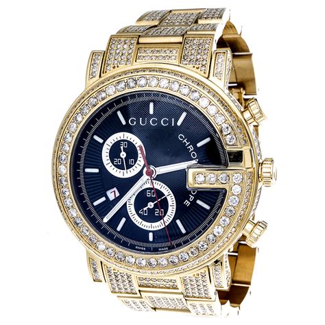 gold Gucci watch with diamonds